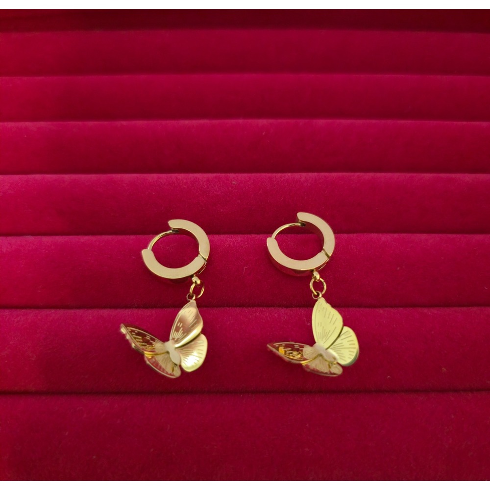 18K Gold Plated Butterfly Huggie Hoop Earrings Stainless Steel Dangle Dainty J11